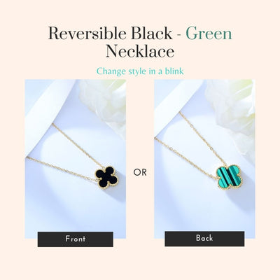 Reversible Black Green Pendant Necklace