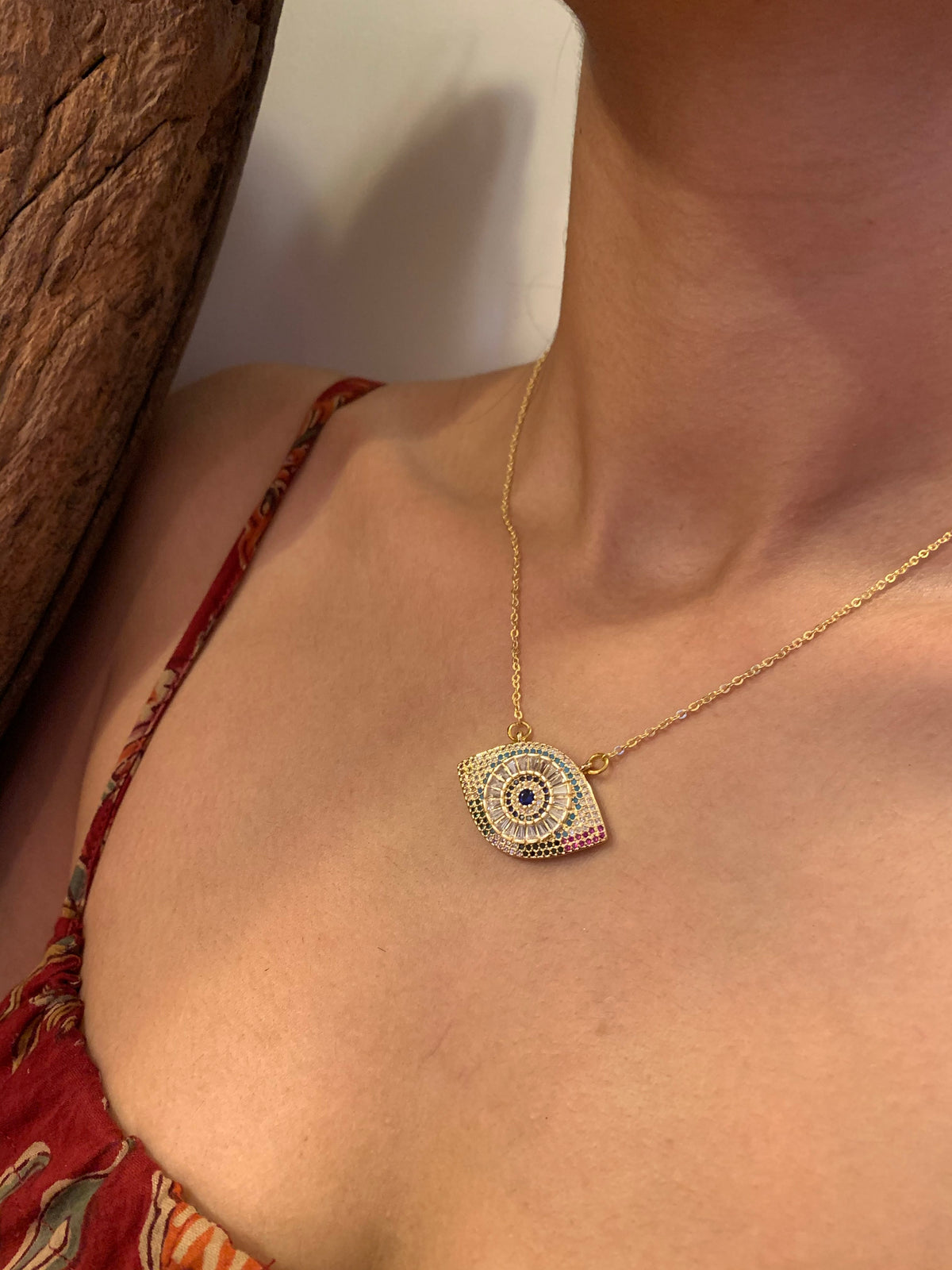 Multi color Swarvoski Eye Necklace