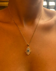 Blue Hamsa Evil Eye Necklace