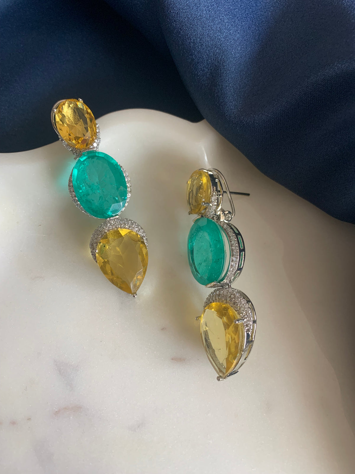 Yellow and Green Dangle Earrings