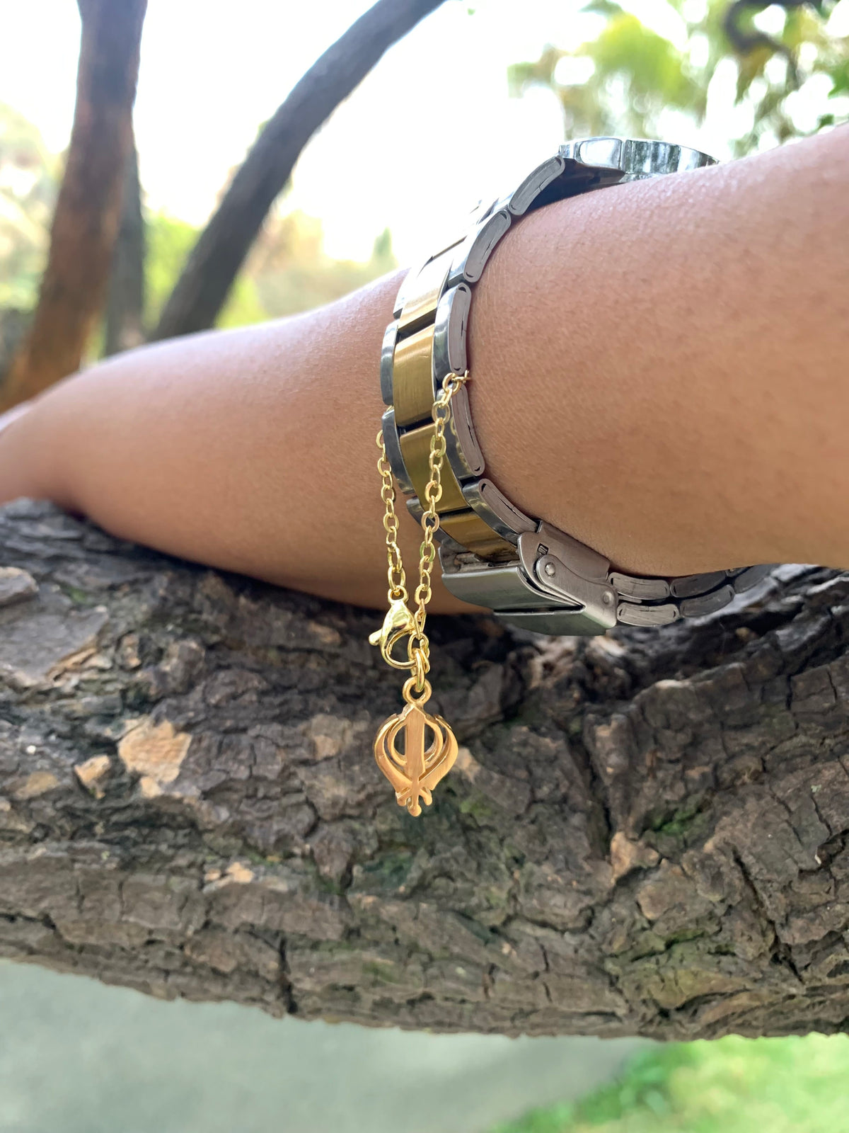 Pure Silver Khanda Watch charm- gold finish