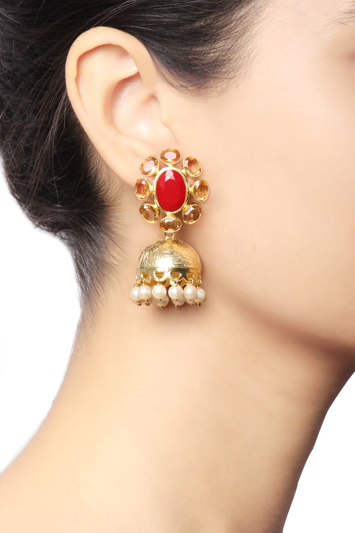 Traditional Red flower earrings