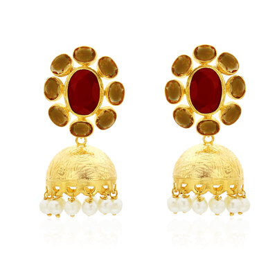 Traditional Red flower earrings