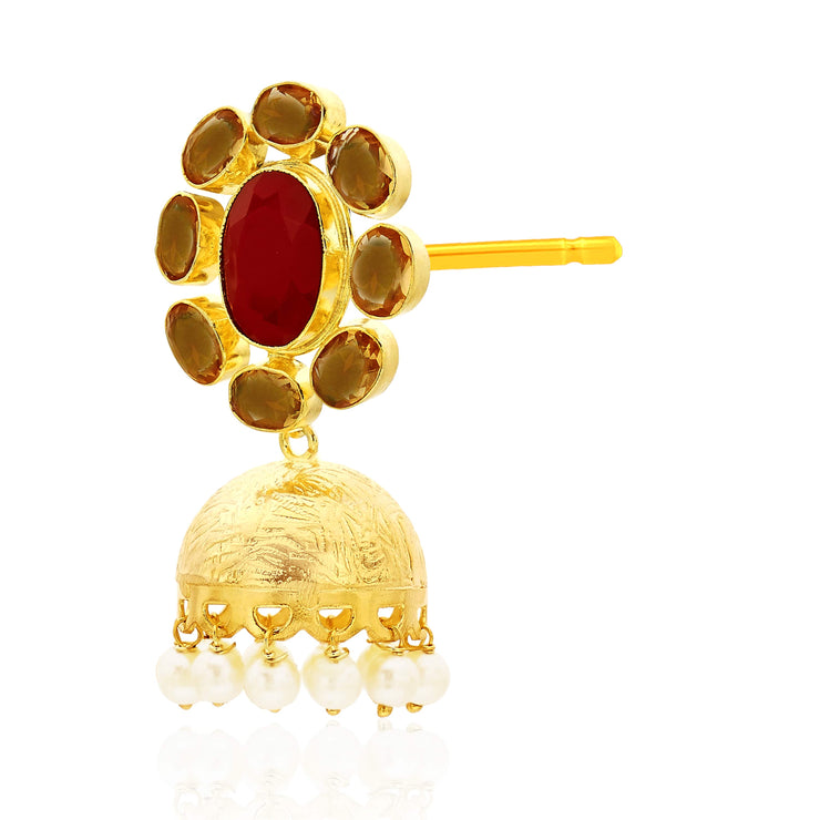 Traditional Red flower earrings