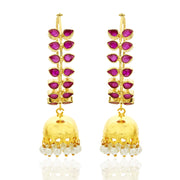 Traditional red leaf Jhumka earrings