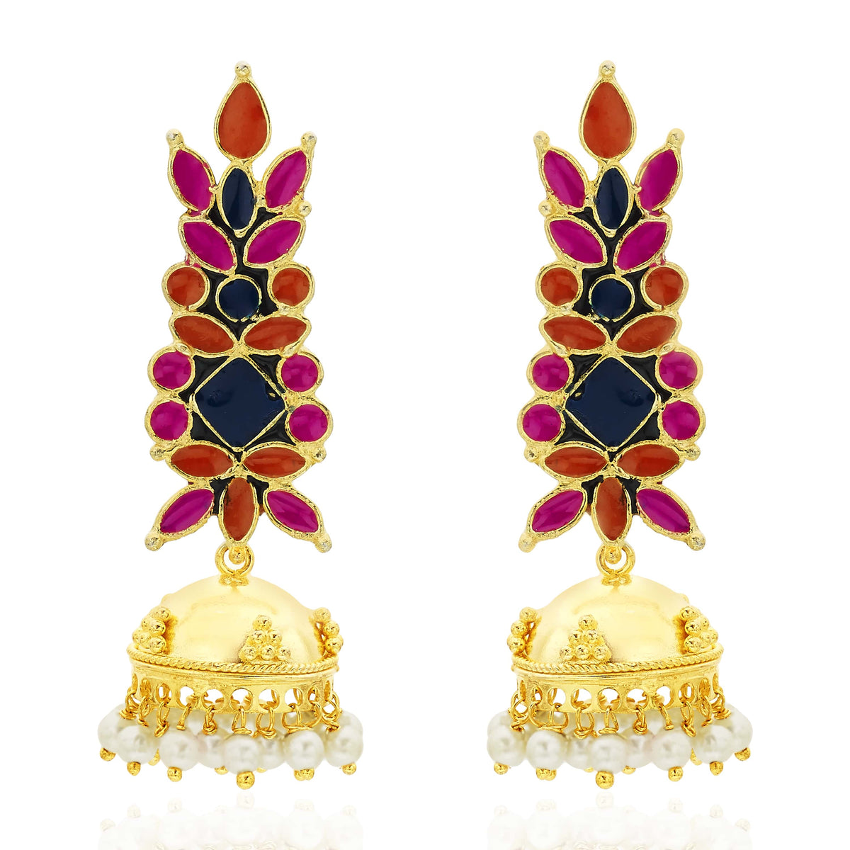 Traditional enamel jhumka earrings