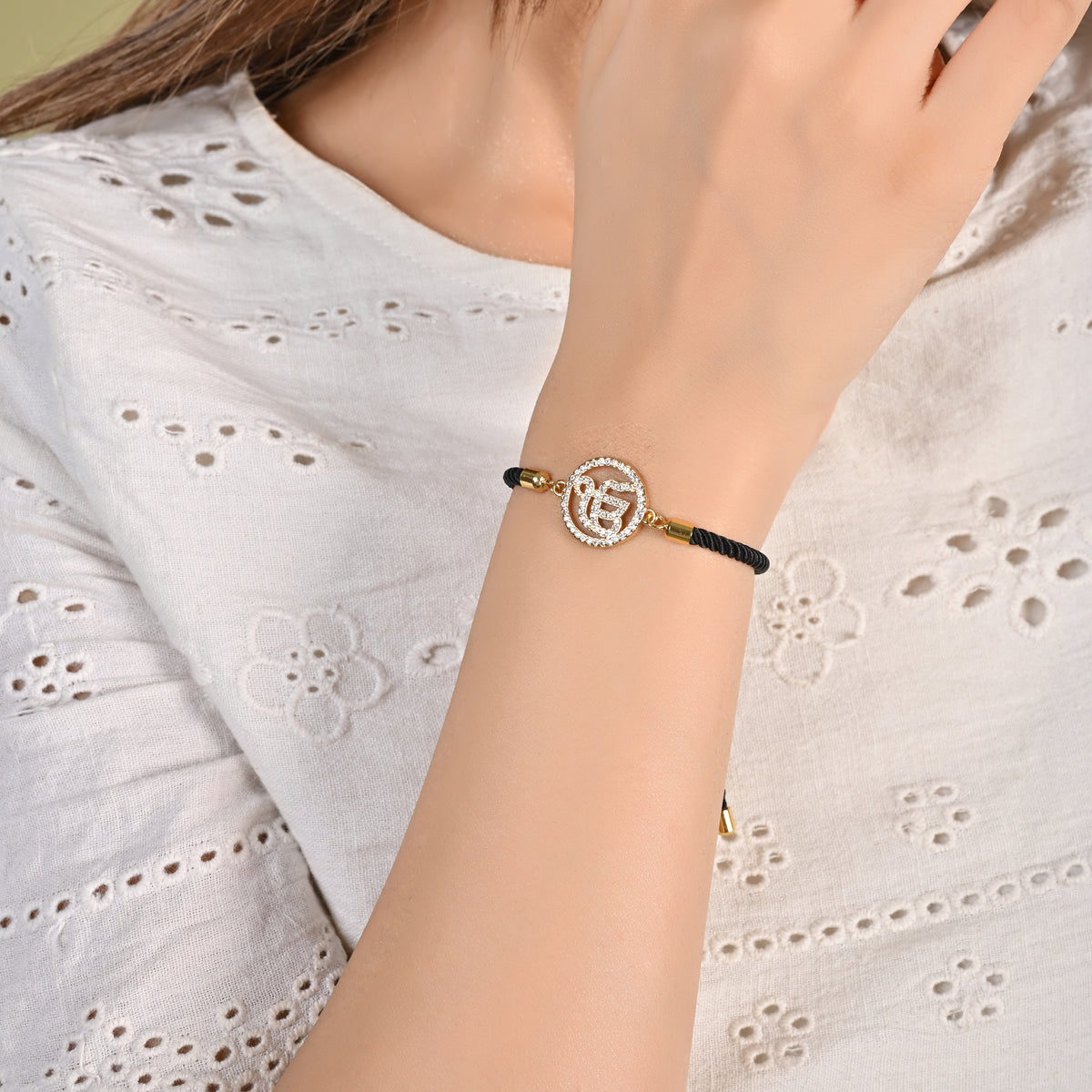 Unisex Ek Onkar Black Rope Bracelet