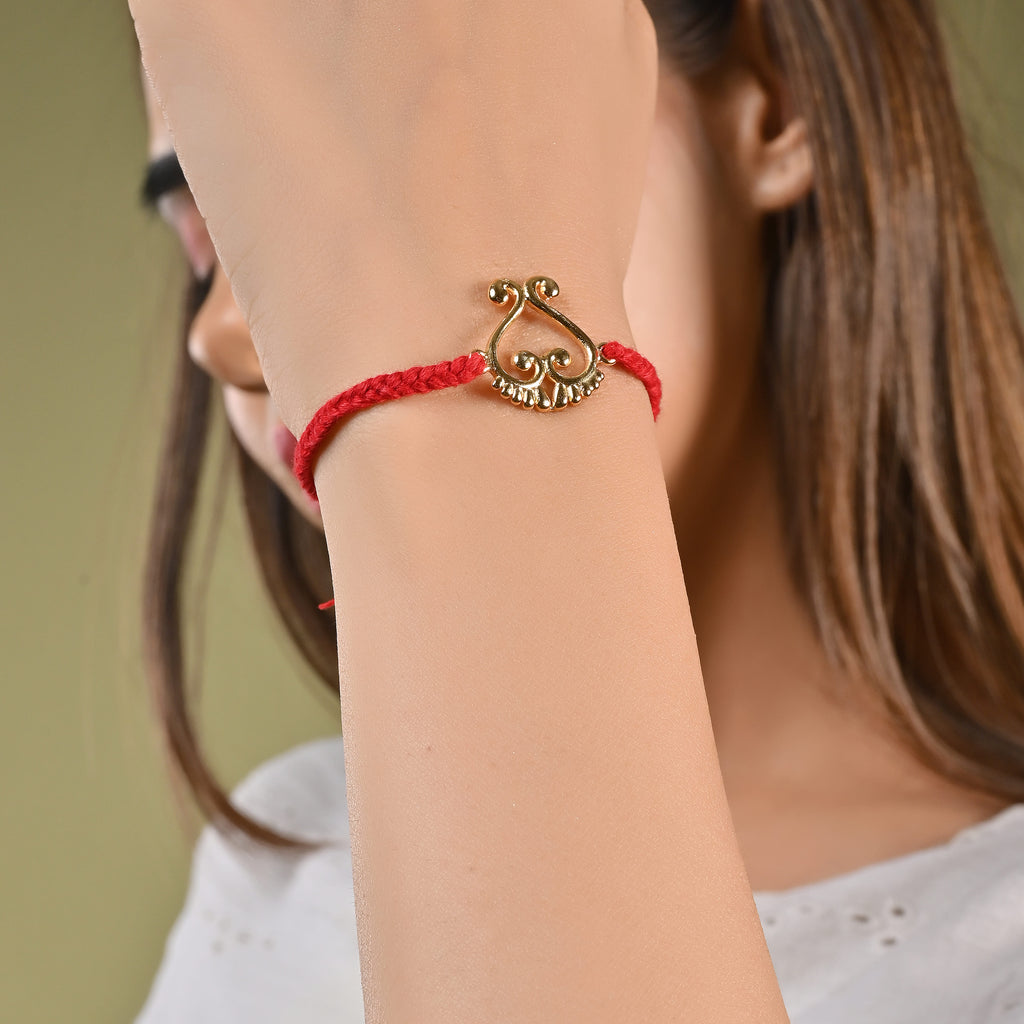 Pure Silver Om Swarovski Red Rope Bracelet – Matree by Neha Wahi