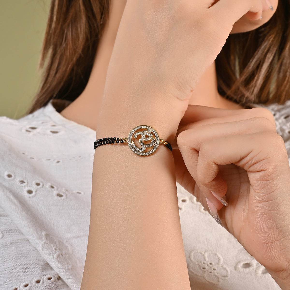 Om Black Nazariya Bead Bracelet