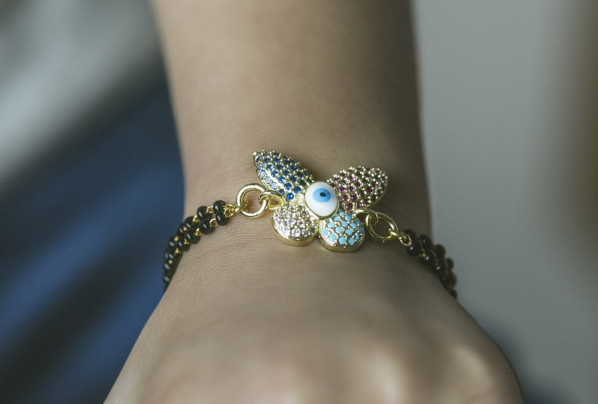 Kids Nazariya Evil Eye Rainbow Butterfly Bracelet