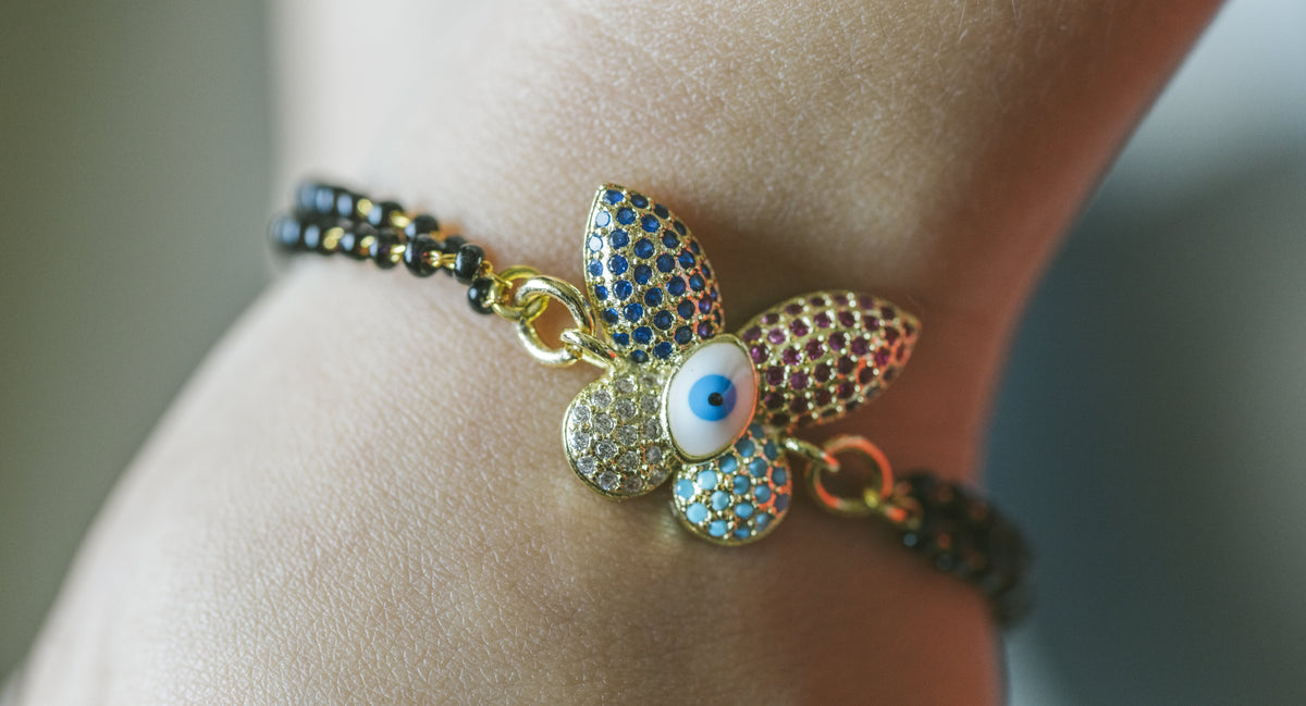 Kids Nazariya Evil Eye Rainbow Butterfly Bracelet