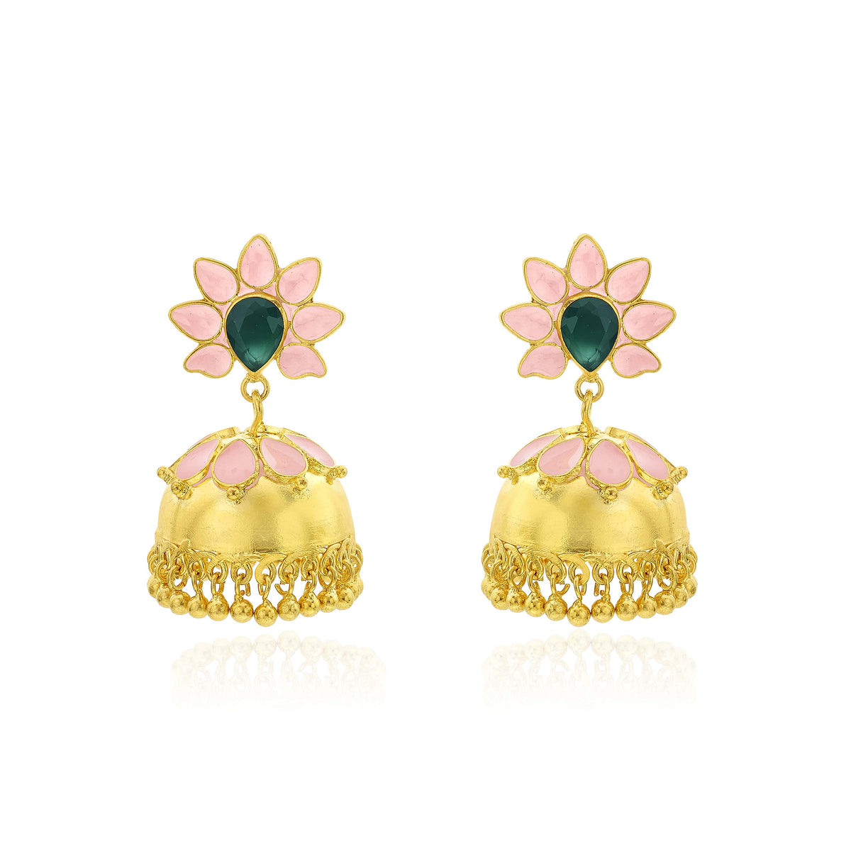 Pink Enamel Flower Earrings