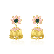 Pink Enamel Flower Earrings