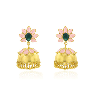 Pink Enamel Flower Earrings