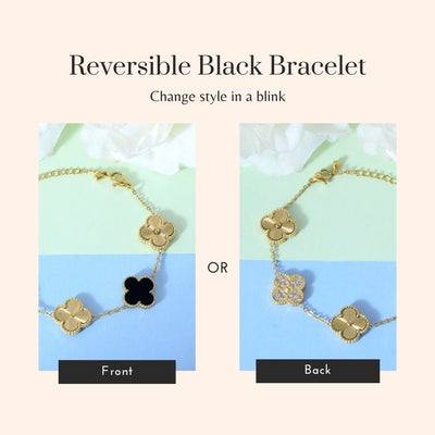 Reversible Black Flower Bracelet