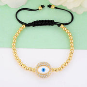 Gold Beaded Evil Eye Bracelet