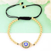 Gold Beaded Eye Shaped Evil Eye Bracelet