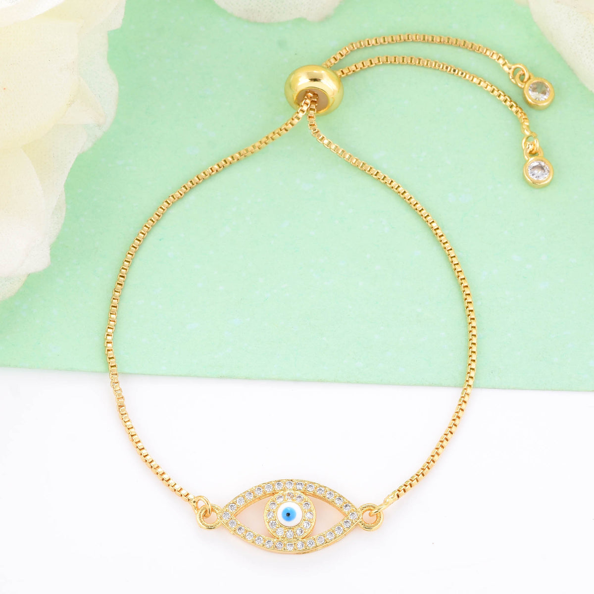 Gold Chain Eye Shaped Evil Eye Bracelet