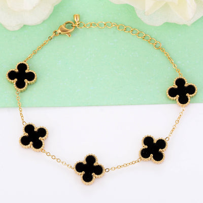 Black Flower Gold Bracelet