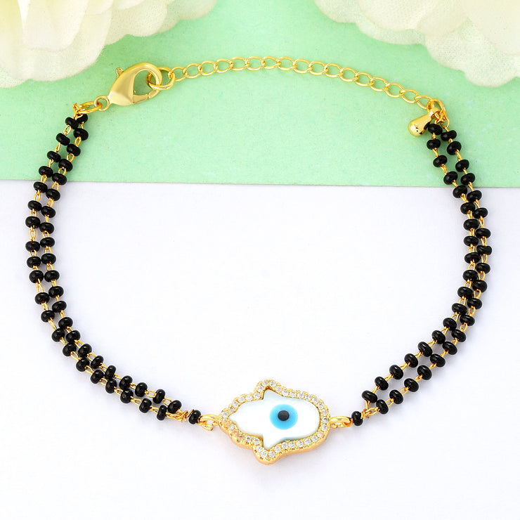 White Hamsa Evil Eye Nazariya Bracelet