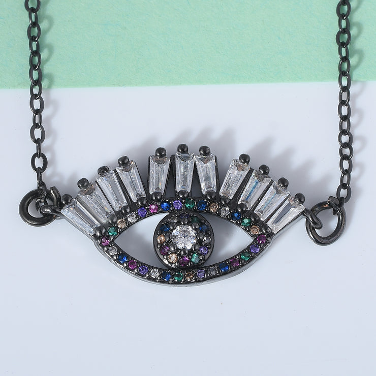 Black Rhodium Swarovski Eye Necklace