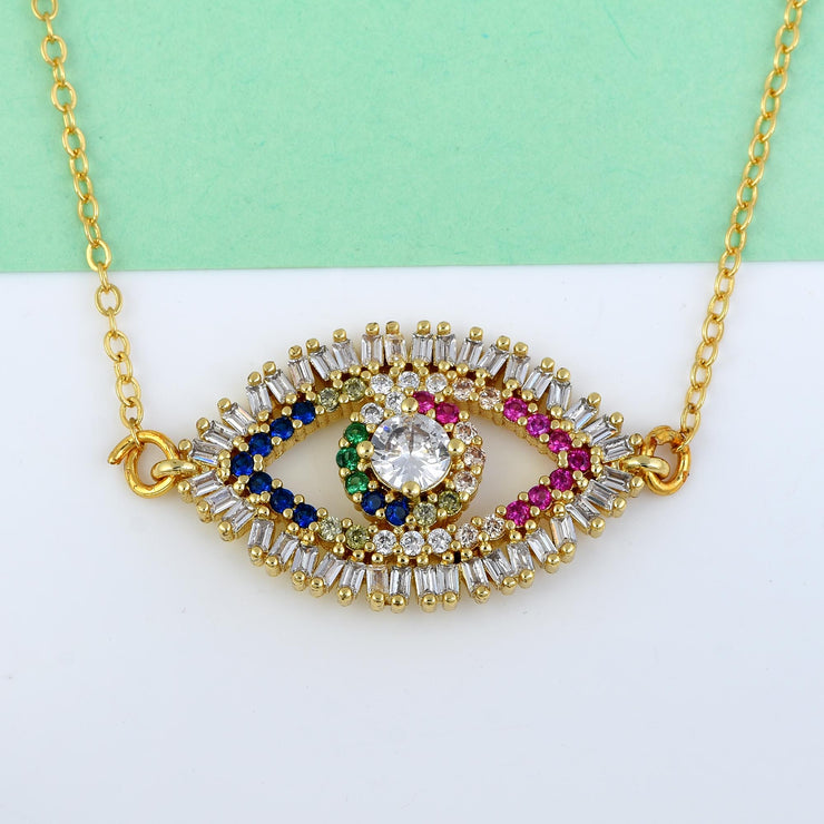 Gold Swarovski Eye Necklace