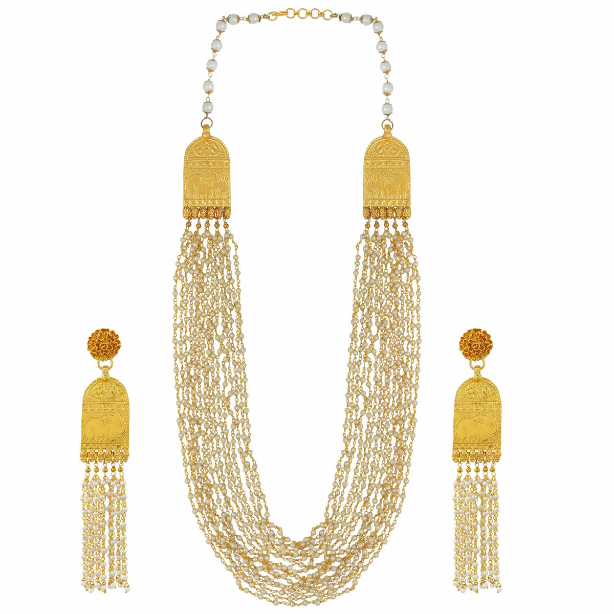 Elephant Motif Pearl Set