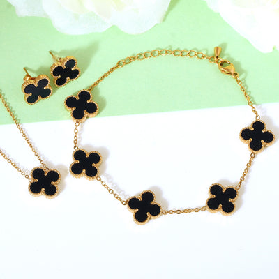 Black Flower Gold Set