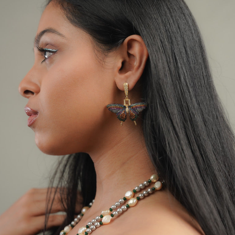 Rainbow Butterfly Dangling  Earrings