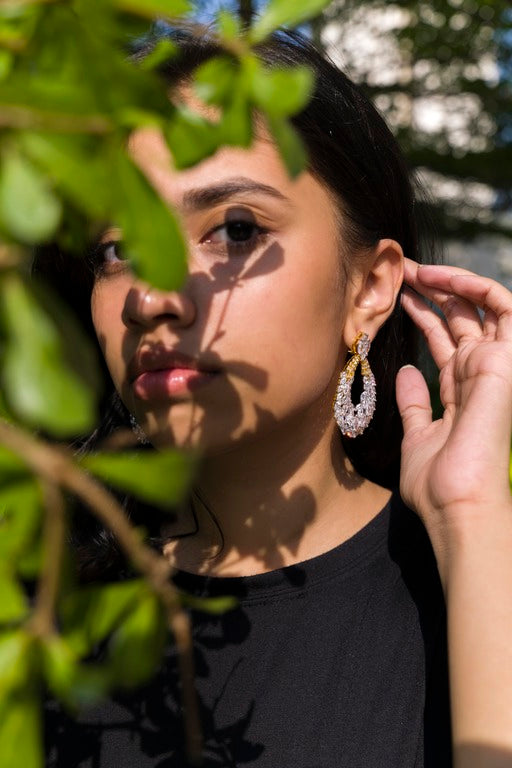 White Swarovski Tear Drop Earrings