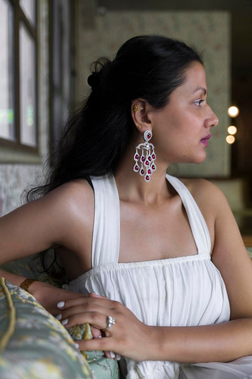 Lila Red Chandelier Earrings