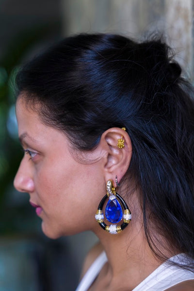Diana Blue Stone Enamel Earrings