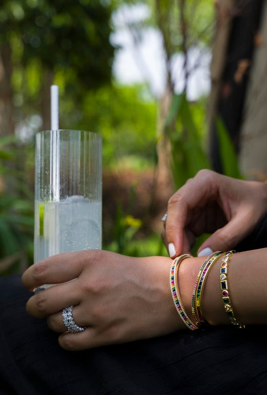 Multicoloured Gem Gold Bracelet