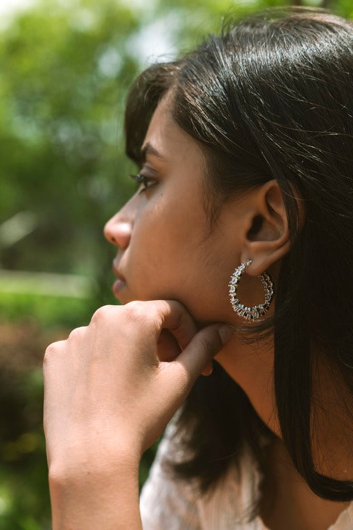 Dual Cross Swarovski Hoop Earrings