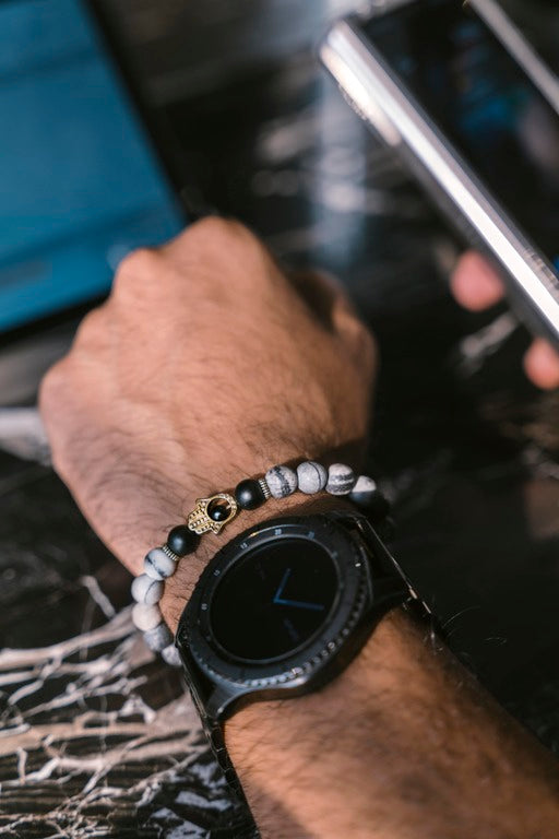 Hamsa semi precious bead bracelet