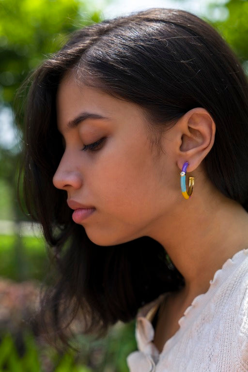 Multi Colored Enamel Pop hoop Earrings