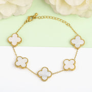 Reversible White And Gold Flower Bracelet